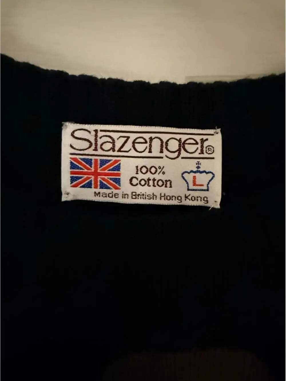 Vintage Slazenger Golf Sweater Large Black Cotton Golfer Graphic 100% Cotton